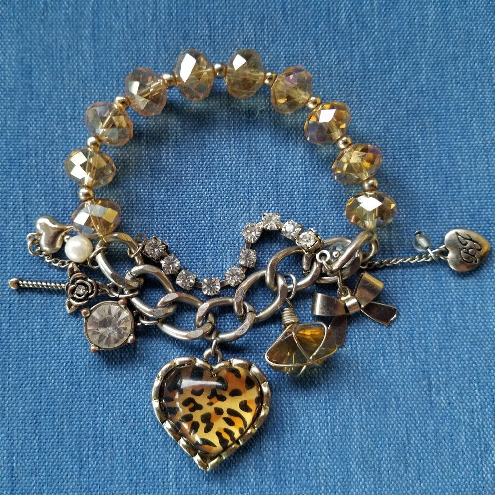 💛Betsey Leopard Cat Cheetah Animal Print Heart Charm Bracelet - EPC💛 - Picture 9 of 9